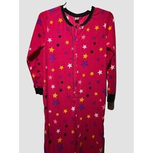 Y2K FLEECE BUTTON UP PAJAMAS WITH FEET LADIES SIZE M